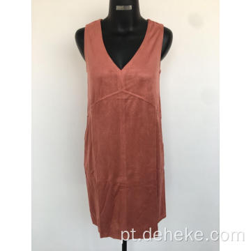 Vestido de camurça de malha elegante sem mangas